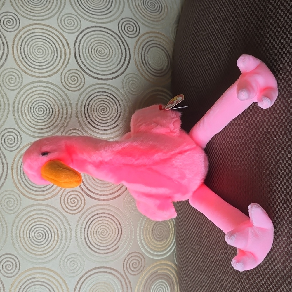 Pinky 🦩Ty Flamingo Bird🦩 Lg Plush Beanie Buddy🦩Kids Toy Rare Collectible, NWT - Picture 9 of 11